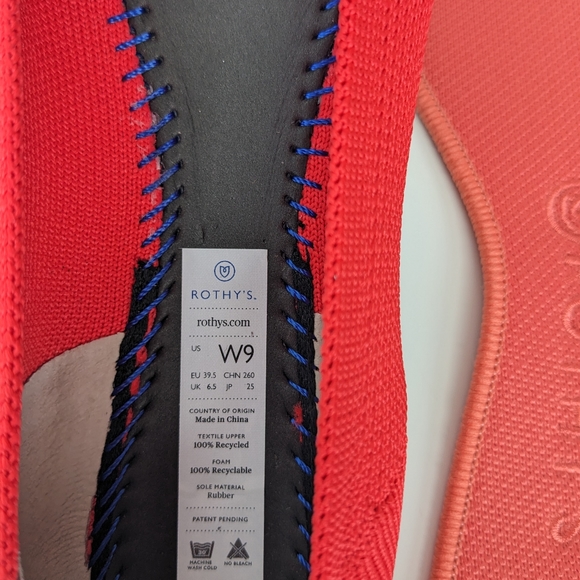 ♥️NWOT Rothy's The Point Flame Red Woman's Flat Shoes♥️ - Picture 5 of 16